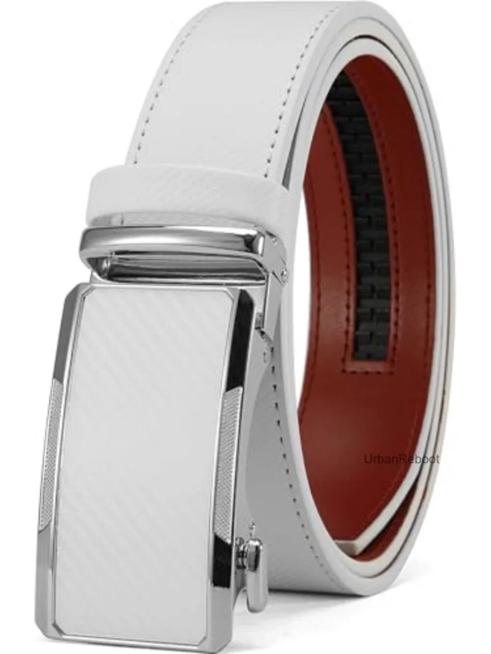 Men's Genuine Leather Ratchet Belt Adjustable 1 3/8